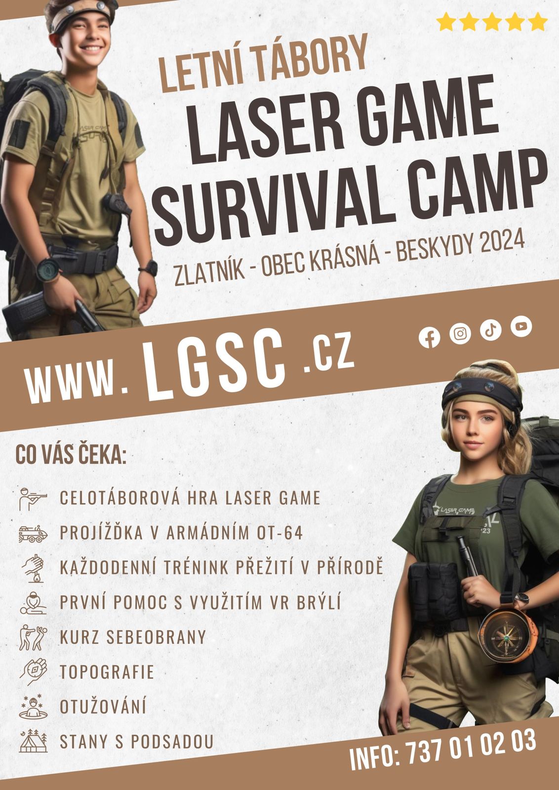 Letní tábory "Laser game survival camp" - Zlatník, obec Krásná, Beskydy 2024
